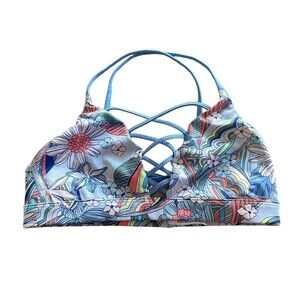 Victoria's Secret Sport Sports‎ Bra Size Small Blue Green Floral Removable Pads